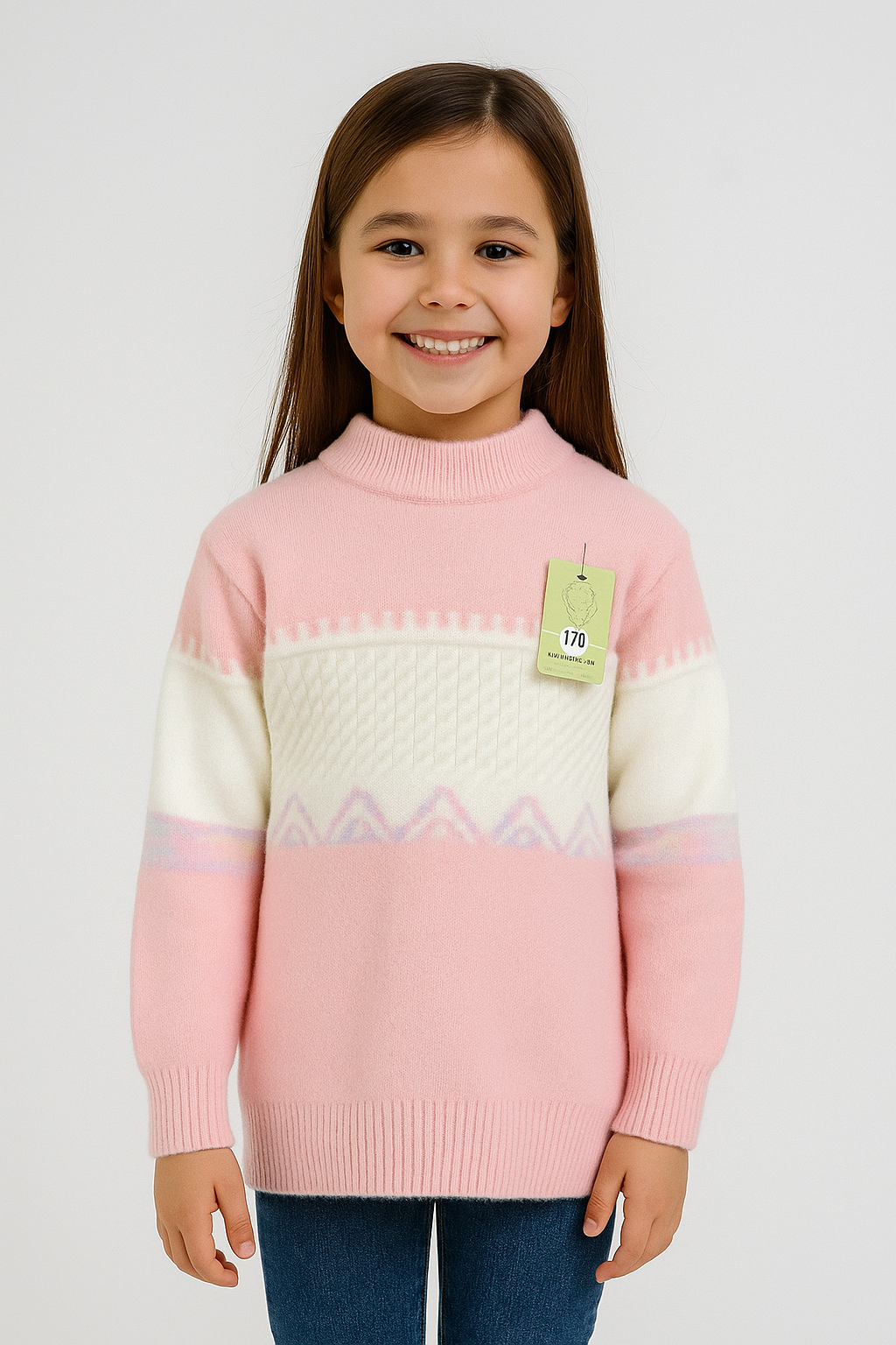 Timeless Two-Tone Cable Knit Kids Sweater