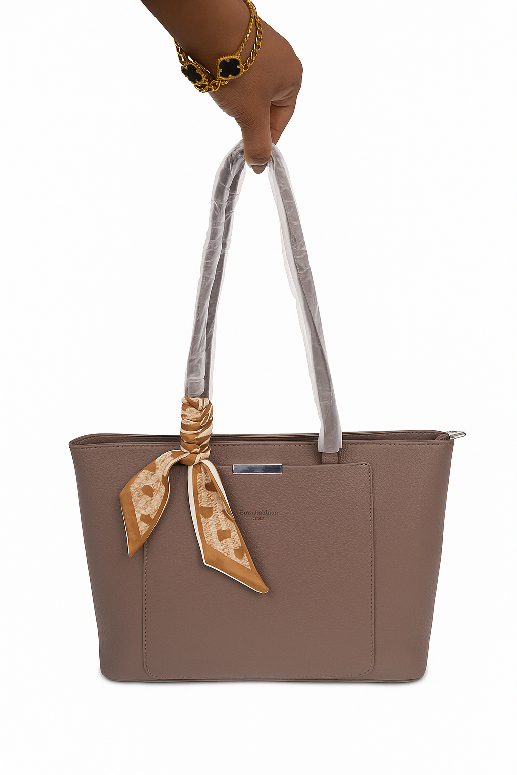 Genuine Leather Big Size Bag - Nude