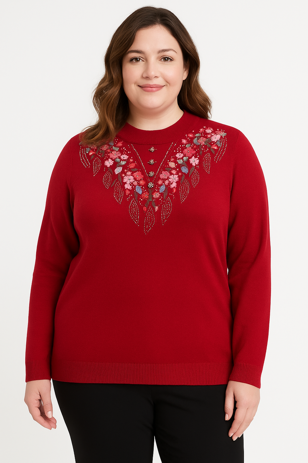 Floral Design - Fleece Lined Sweater