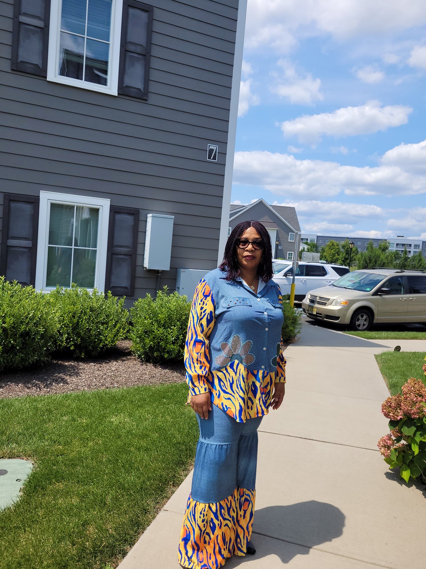 Casual Wear - Plain & Pattern Mix Top & Pant