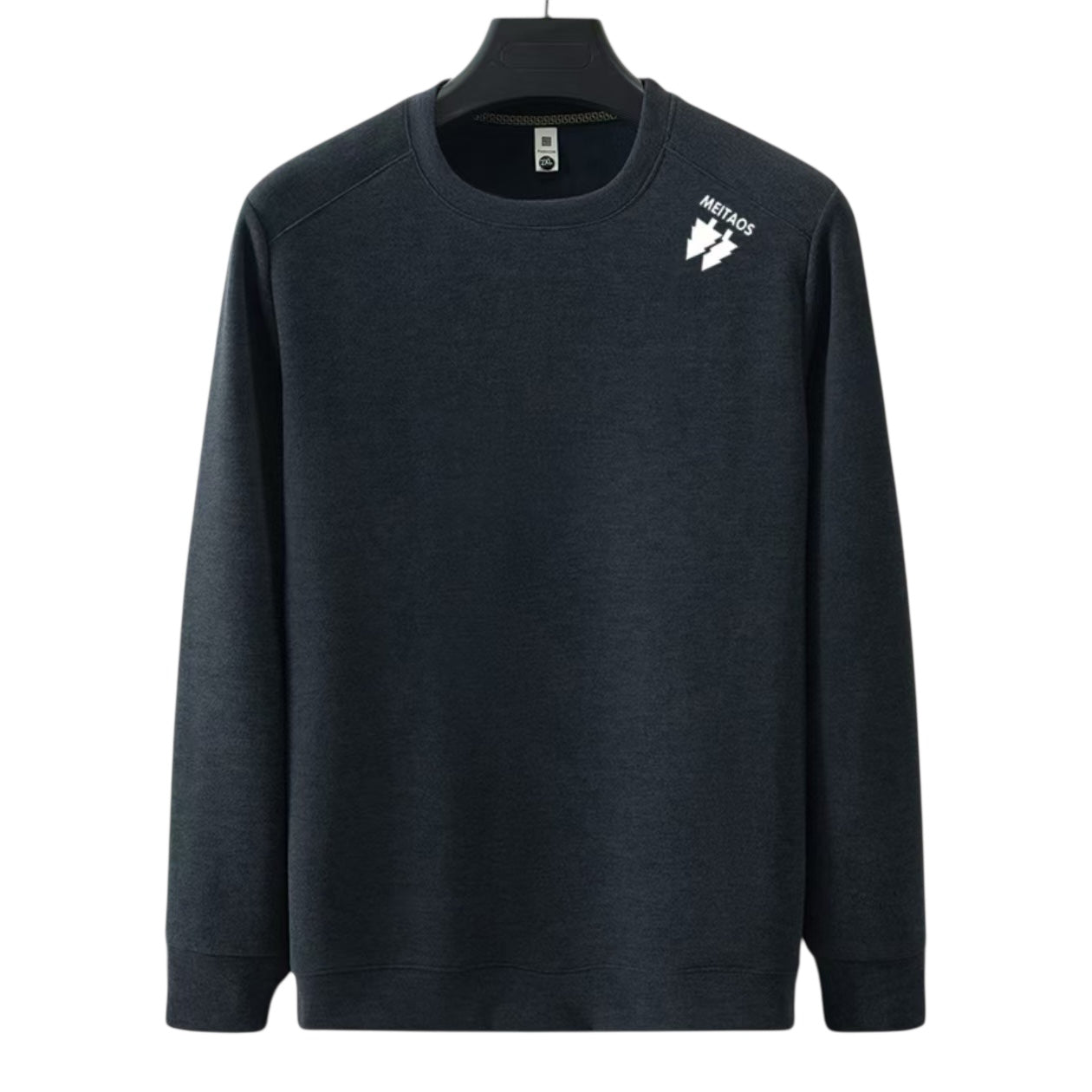 Men’s Thermal Round Neck Fllece Lined Sweater – Black