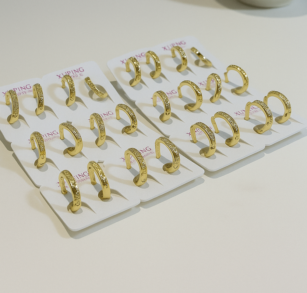 7906 - Xuping Gold Hoop Earrings – Sparkling Crystal Set