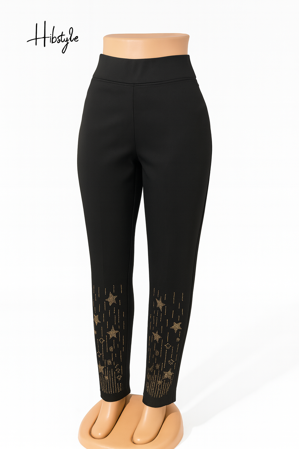 Black Fitted Thick Embellished Leggings Style Pant