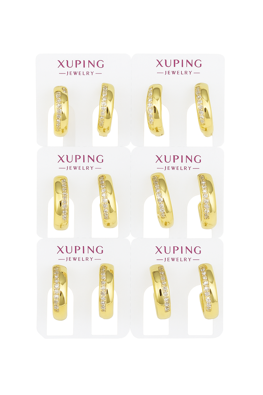 754357 - Xuping Gold Hoop Earrings – Sparkling Crystal Set