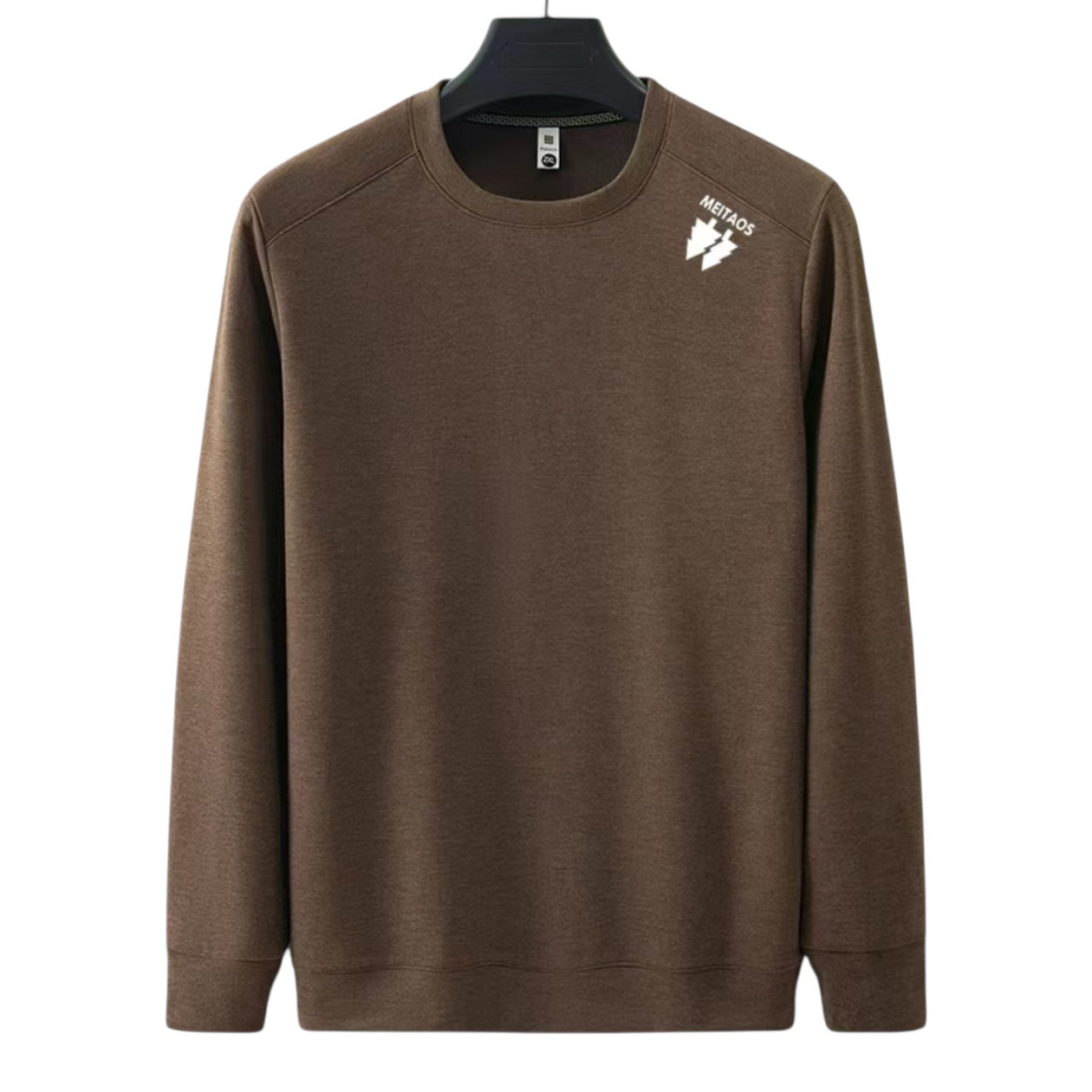 Men’s Thermal Round Neck Fllece Lined Sweater – Brown