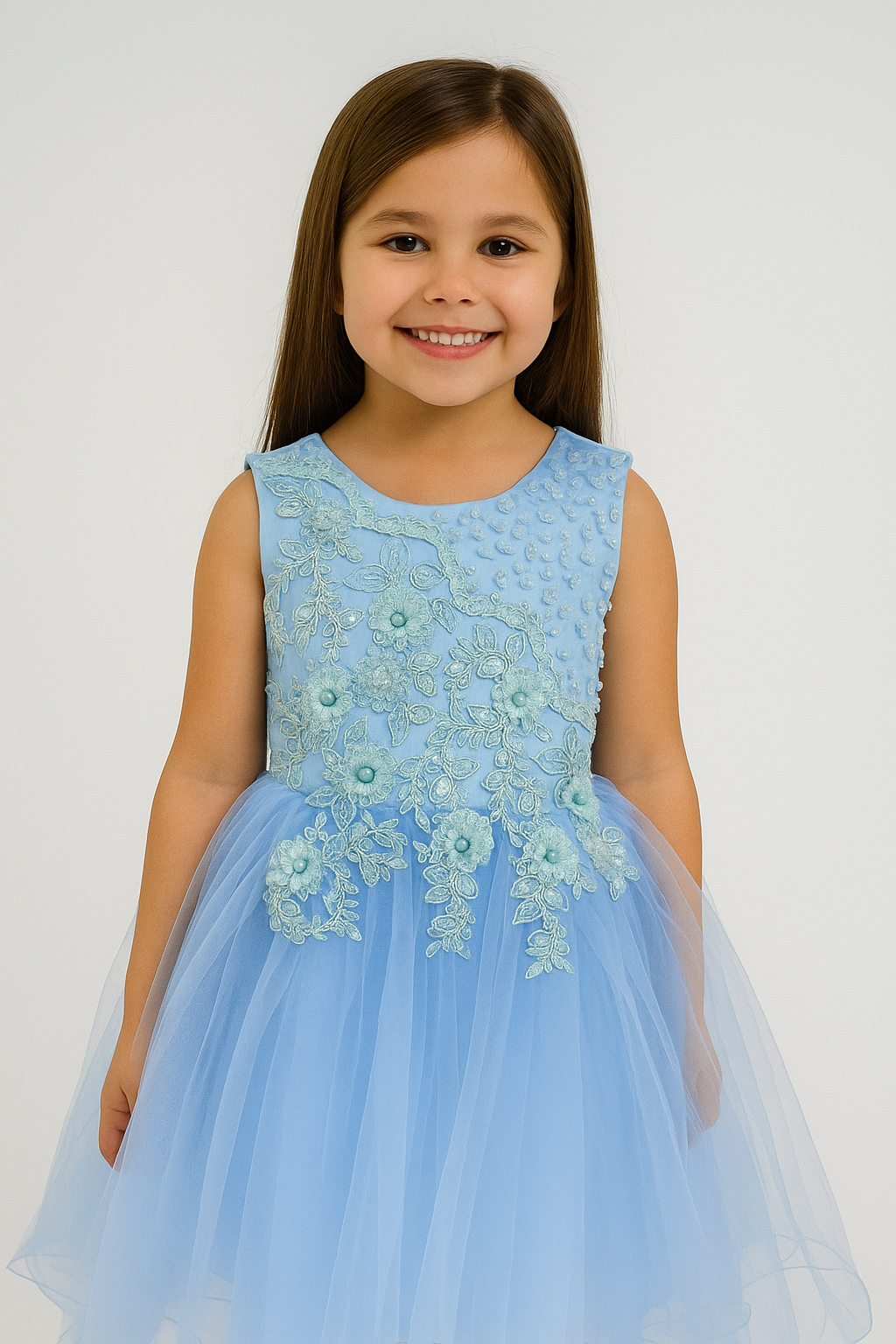 Little Girls’ Sky Blue Party Dress – Embroidery & Tulle