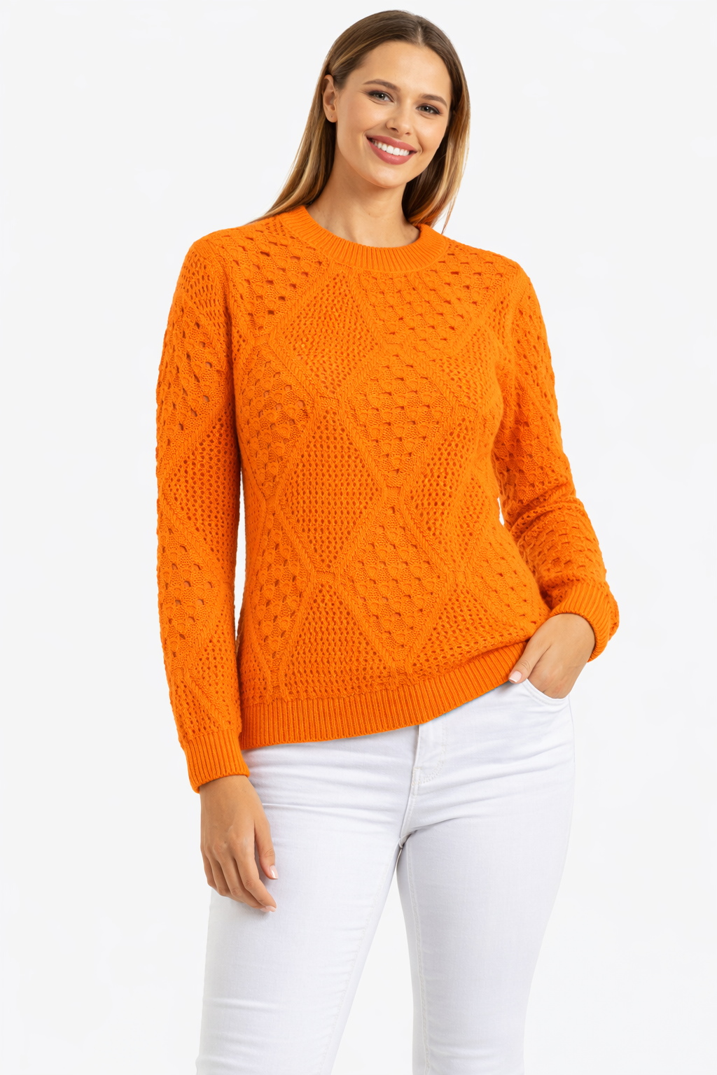 Ladies Mesh Design Perforated Sweater