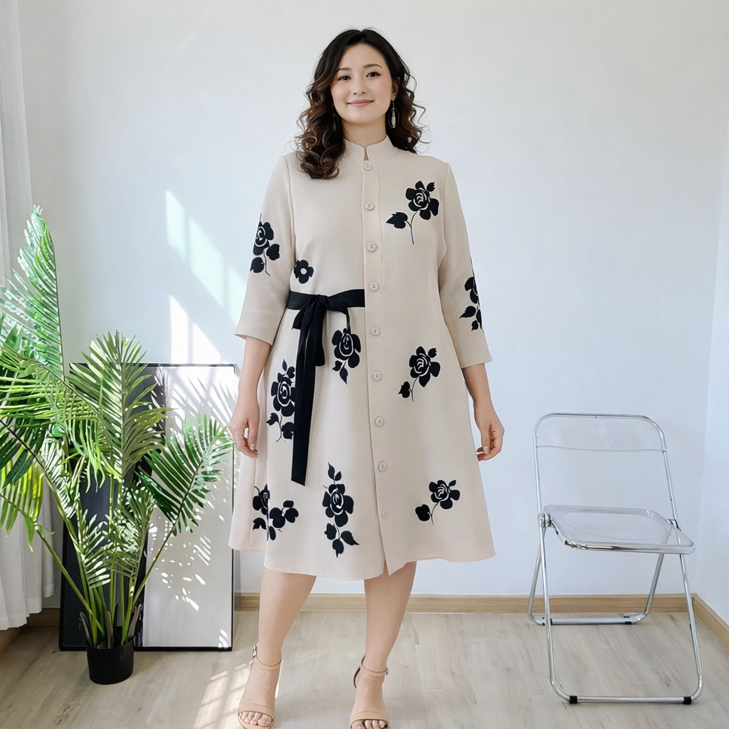 Miyaki-Inspired Nude Pleated Dress – One Size Fits All