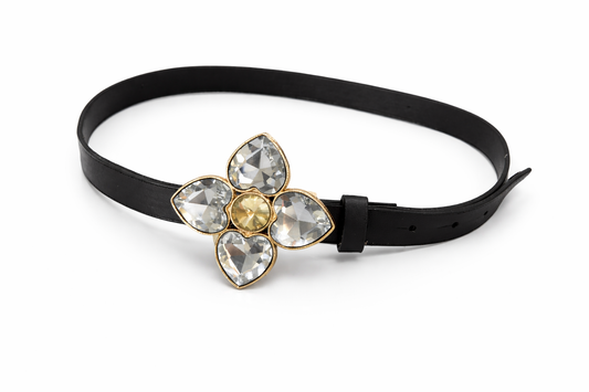 Crystal Bloom Luxe Belt – Black