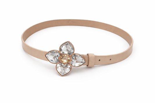 Crystal Bloom Luxe Belt – Nude