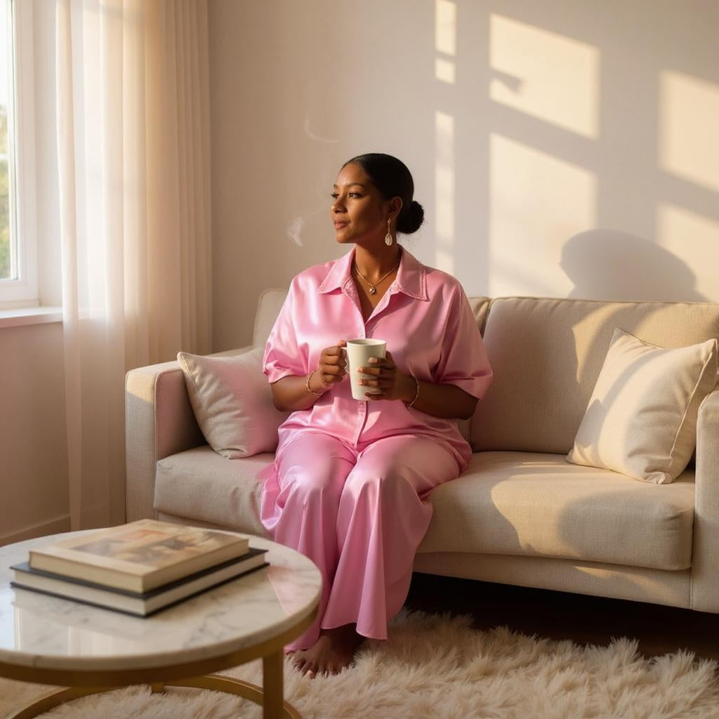 Elegant Satin Lounge Set – Two-Piece with Dual Pockets