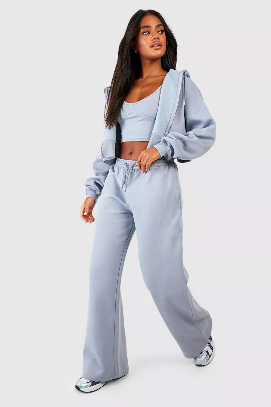 Crop Front Zipper & Wide Legs Tracksuits