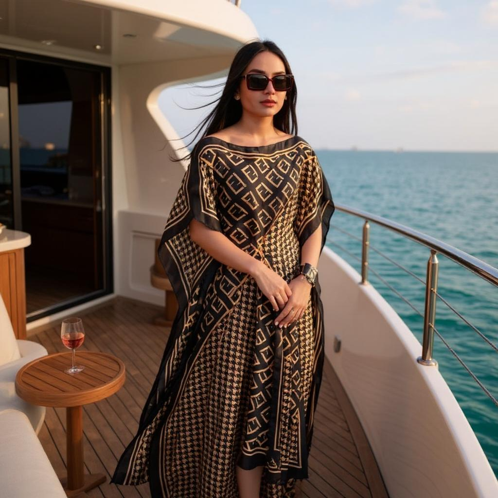 Satin Boubou Dress - Free Size, Flowy Elegance