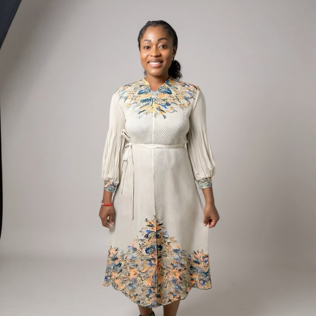 Miyake-Inspired Pleated Dress – One Size Fits All