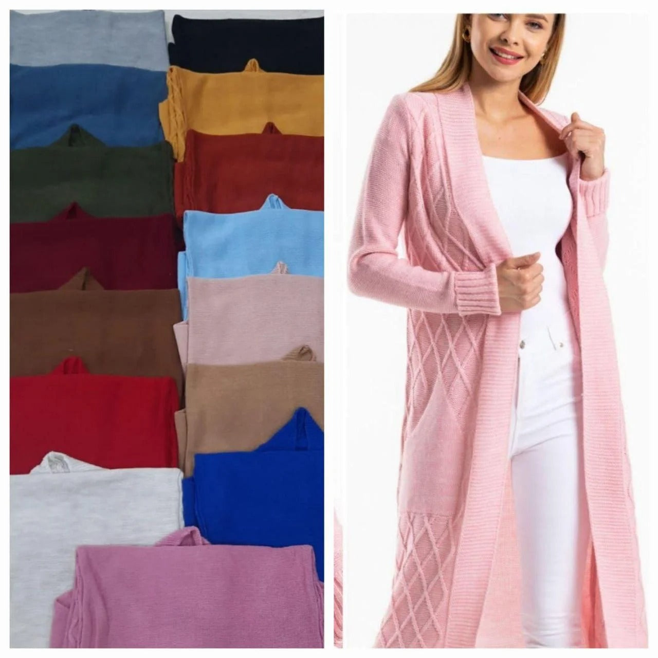 Open Front Kimono Cardigan With Pockets