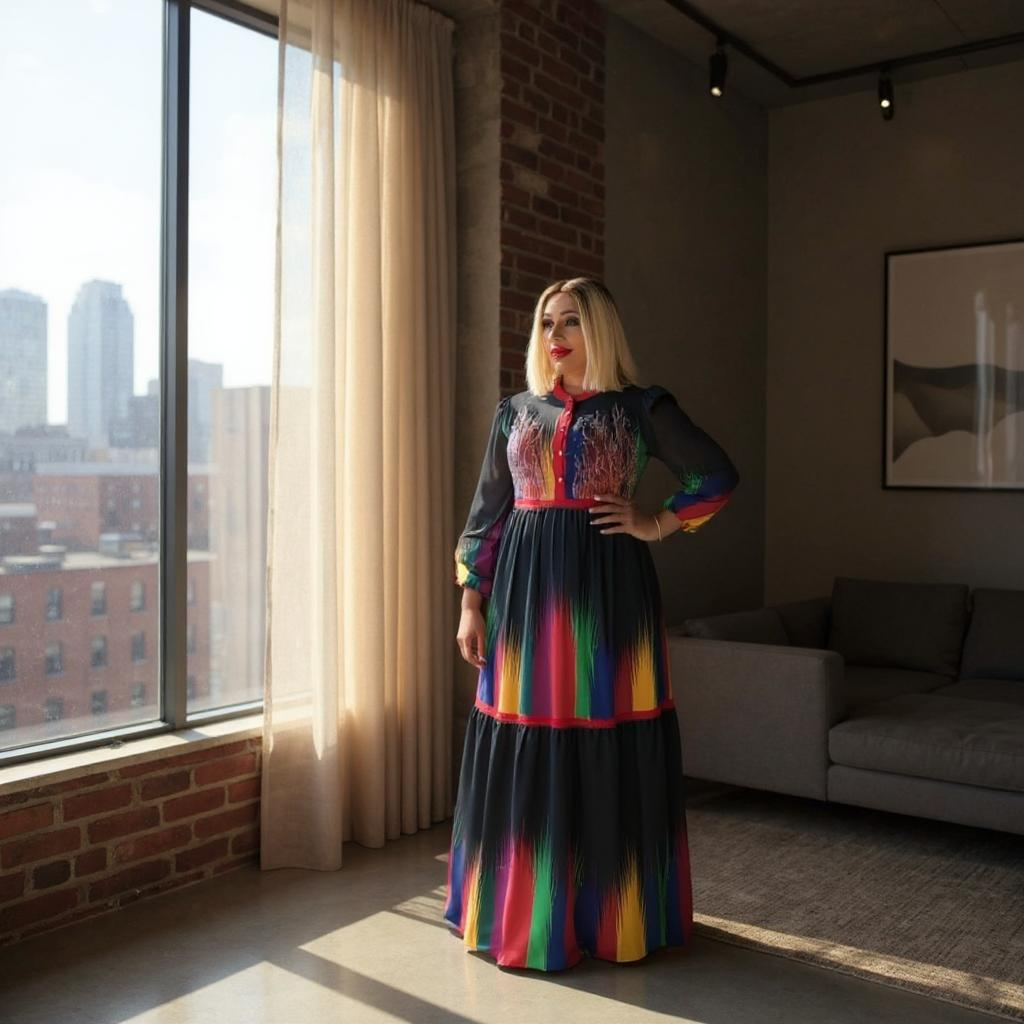 Maxi Multi Colour Long Chiffon Dress