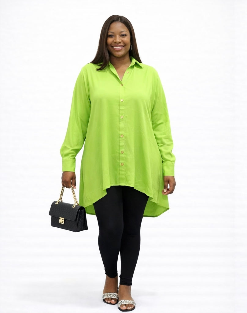 Chiffon Long Sleeve Shirt with Back Flap Detail