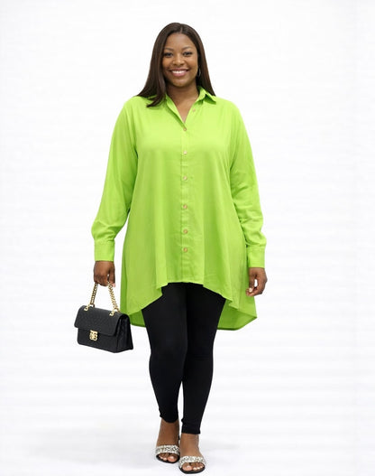 Chiffon Long Sleeve Shirt with Back Flap Detail