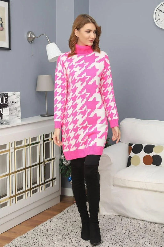 Ladies Turtleneck Knee-Length Sweater