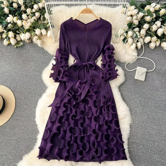 One Size Pleated Dress - Stretchy Fabric
