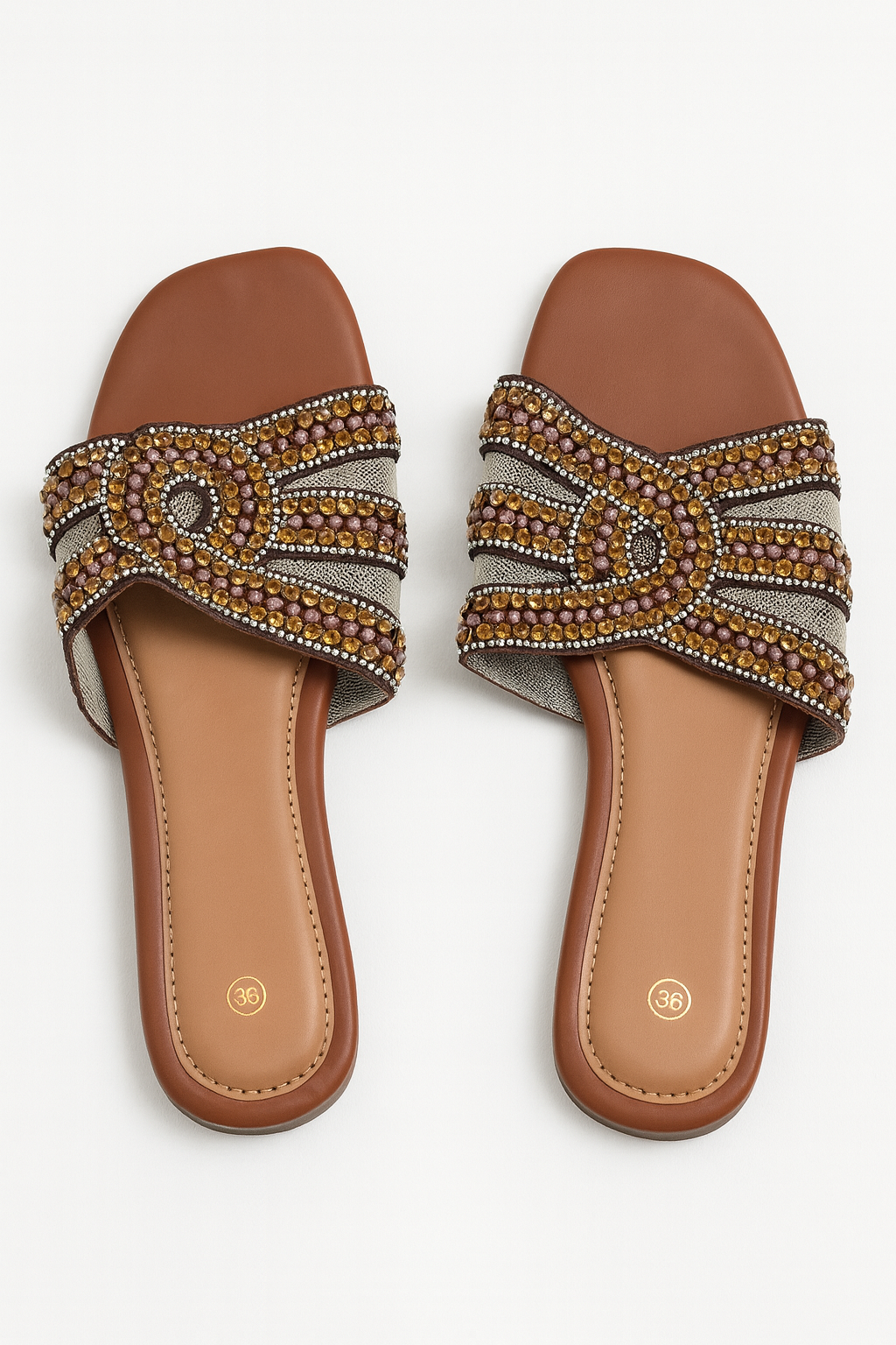 Comfortable Ladies Brown Flat Slippers
