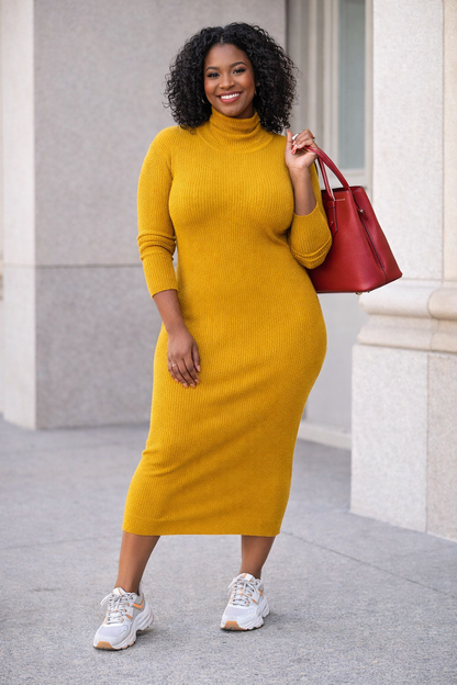 Sweater: Mustard Bodycon Long Dress