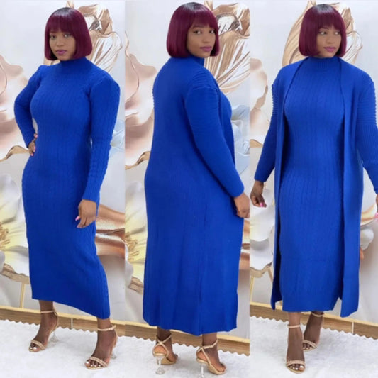 Gown & Cozy Knit Jacket Set – Style Meets Warmth