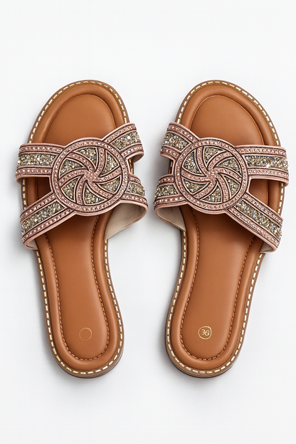 Comfortable Peach Colour Ladies Flat Slippers