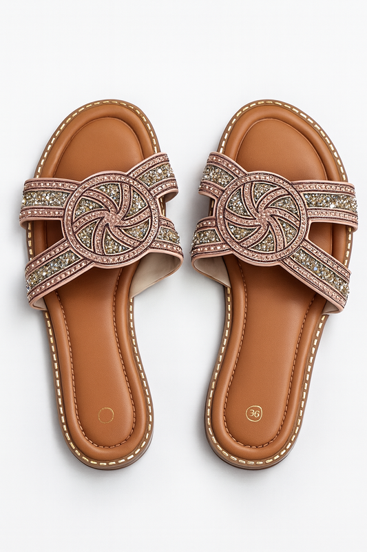 Comfortable Peach Colour Ladies Flat Slippers