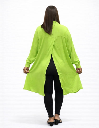Chiffon Long Sleeve Shirt with Back Flap Detail