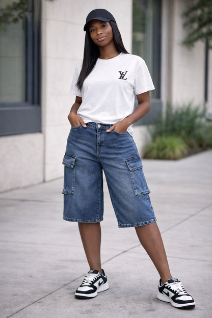 Baggy Cargo Denim Shorts – Casual Streetwear Essential