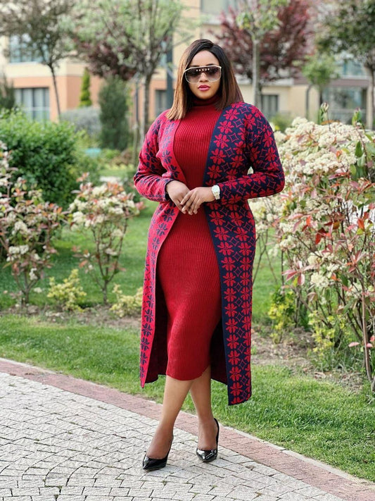 “Cozy Luxe” – Full-Length Dress with Cover-All Knit