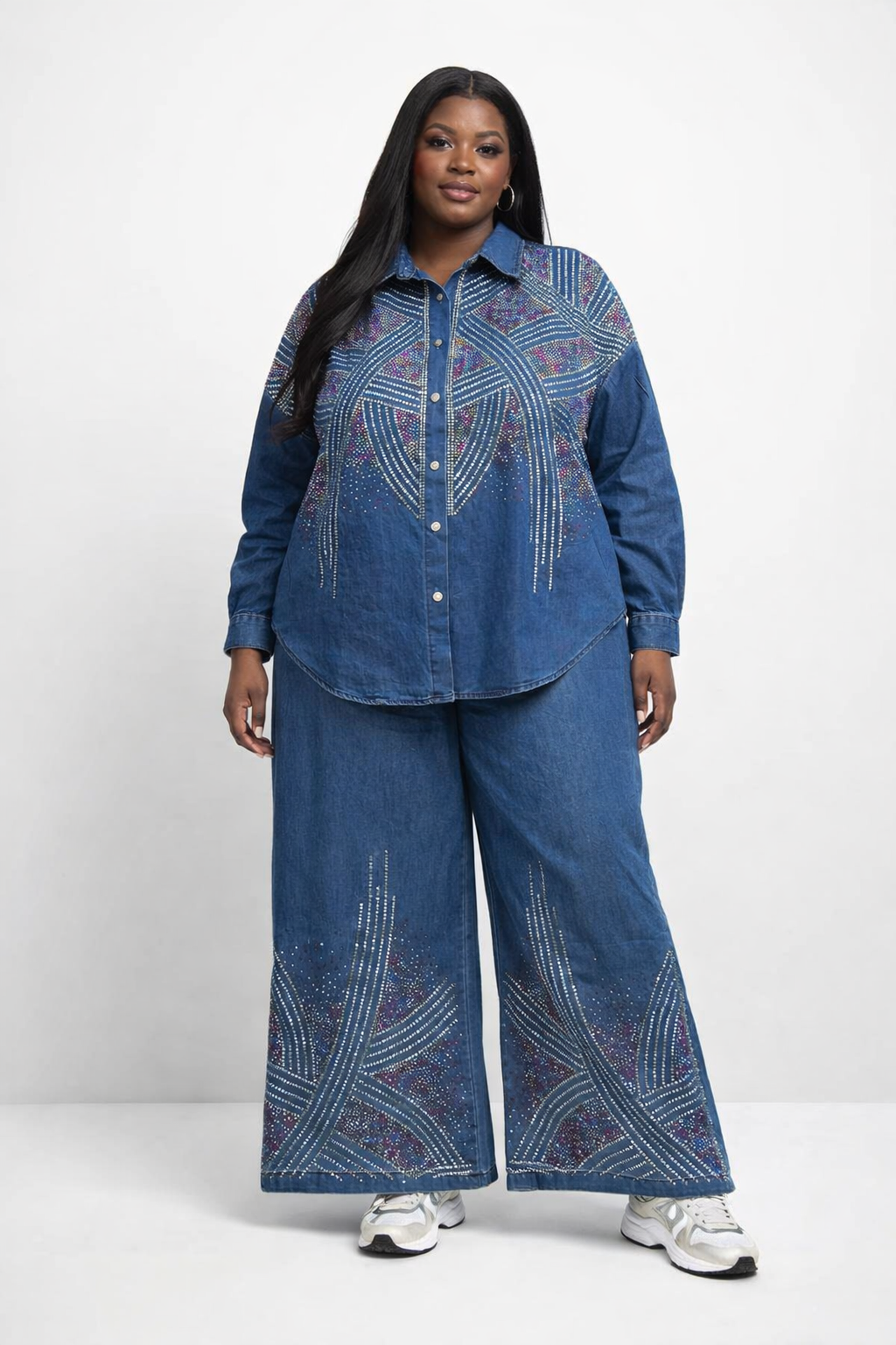 Midnight Radiance Embellished Denim Two-Piece Set - PRE ORDER