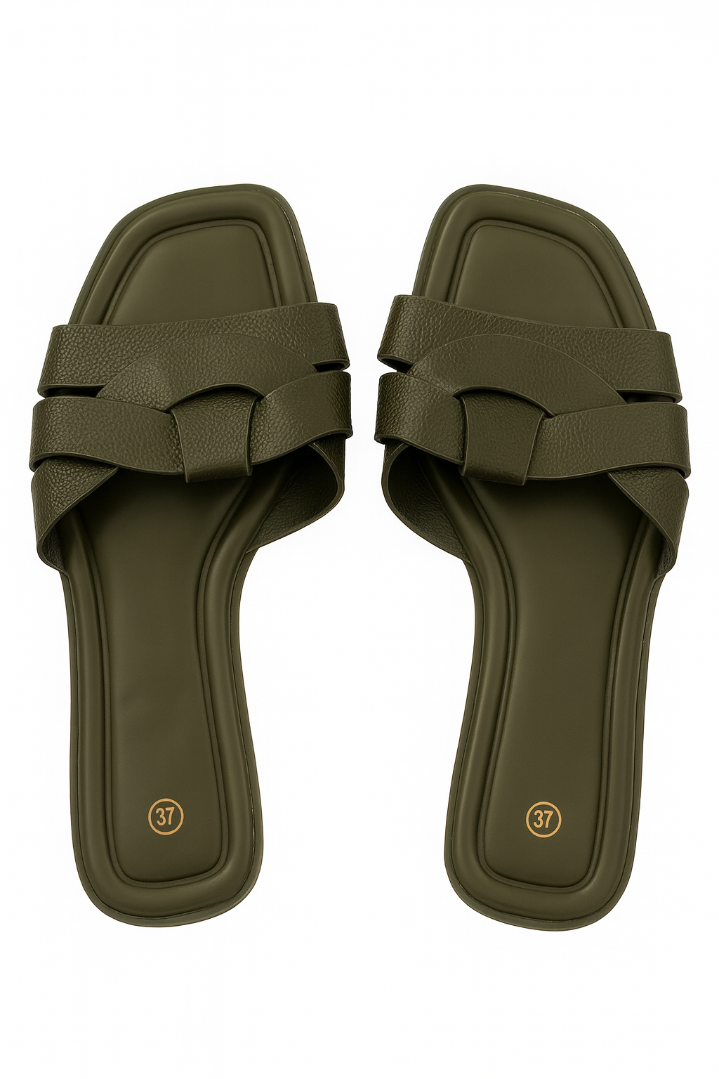 Leather Green Comfortable Ladies Flat Slippers