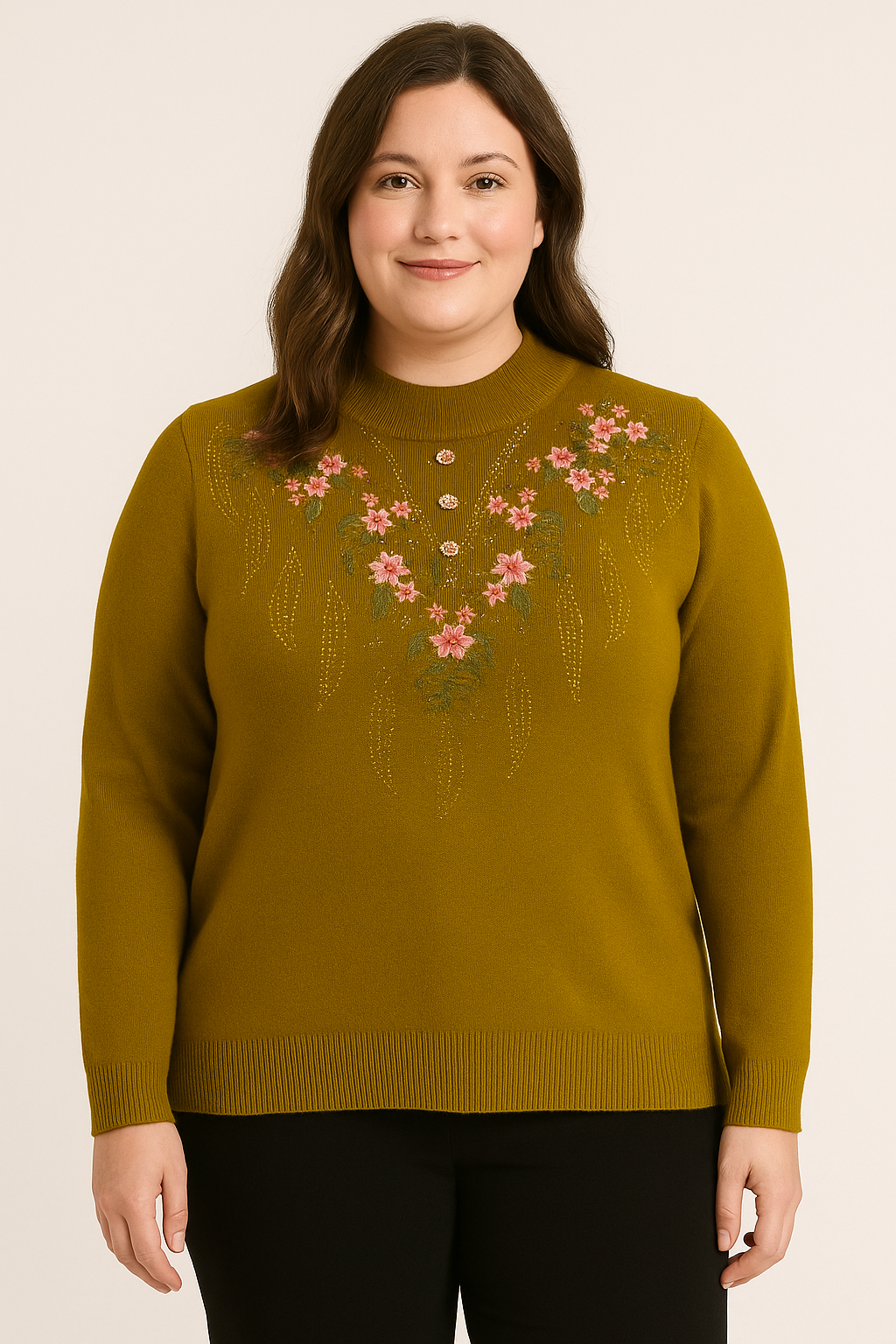 Floral Design - Fleece Lined Sweater
