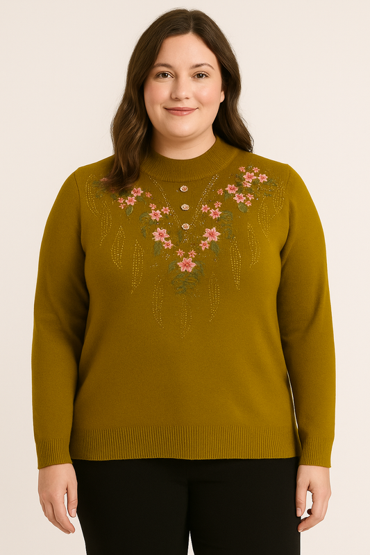 Floral Design - Fleece Lined Sweater