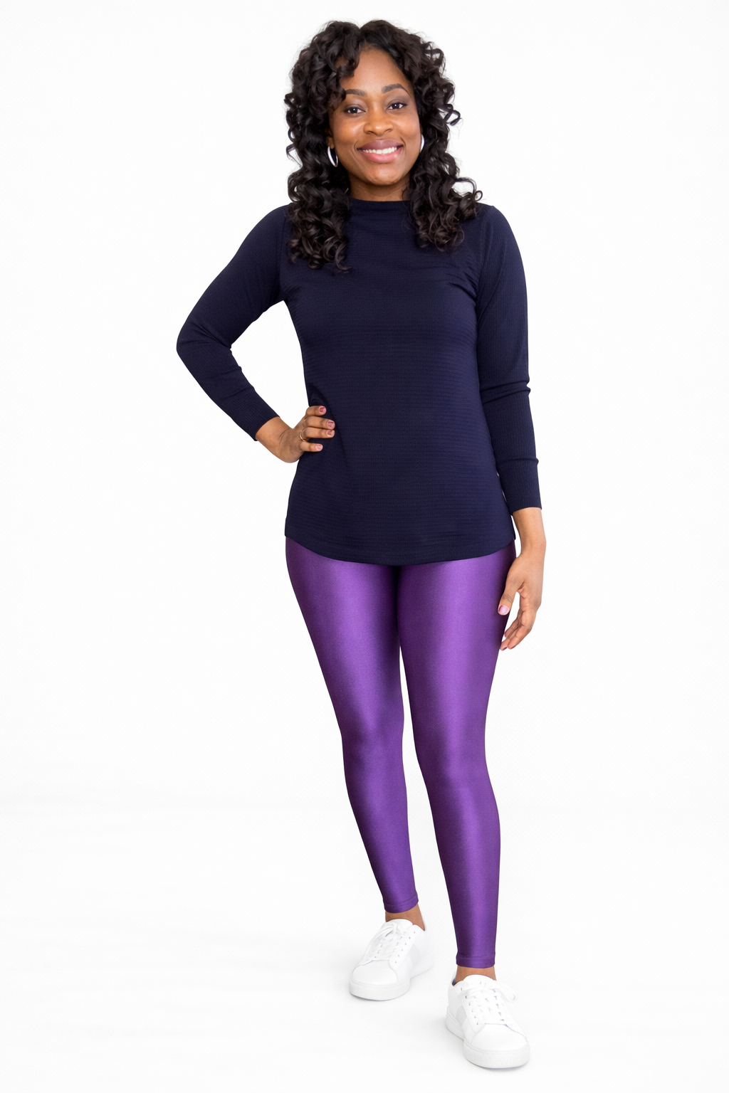 Luxury High-Shine Sculpting Leggings – Purple