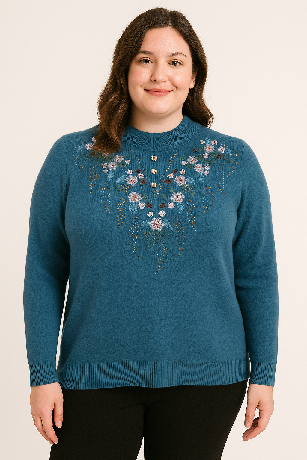 Floral Design - Fleece Lined Sweater