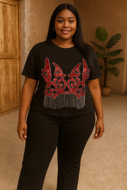 Top: Round Neck Cotton Tshirt