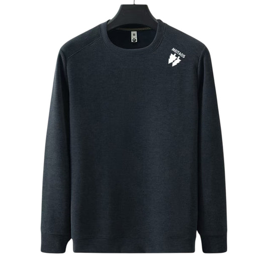 Men’s Thermal Round Neck Fllece Lined  Sweater – Black