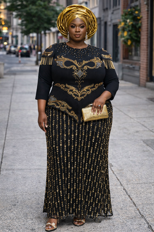 Luxury Black Embellished Party Dress