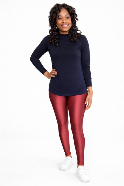 Luxury High-Shine Sculpting Leggings – Burgundy