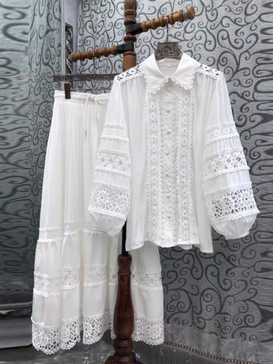 Cotton : Lace Fabric Skirt & Blouse