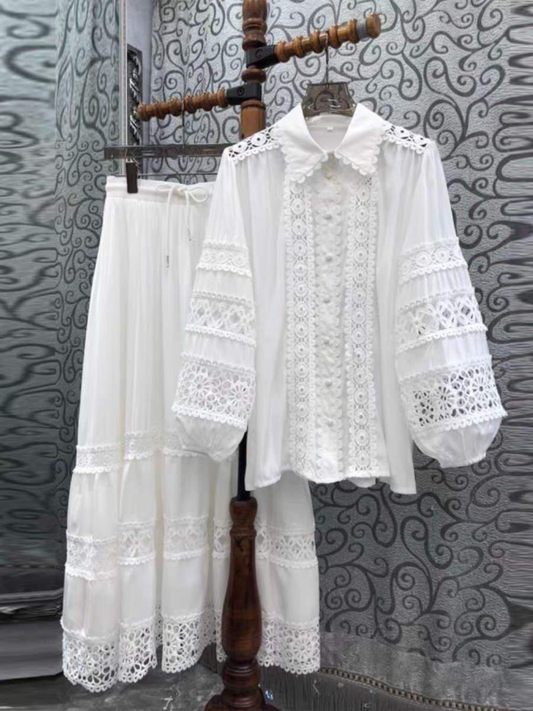 Cotton : Lace Fabric Skirt & Blouse
