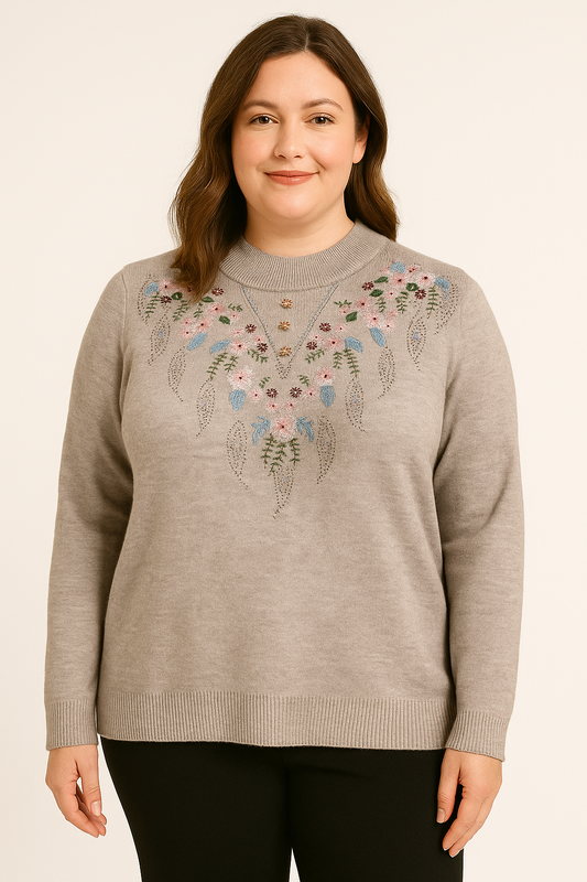 Floral Design - Fleece Lined Sweater