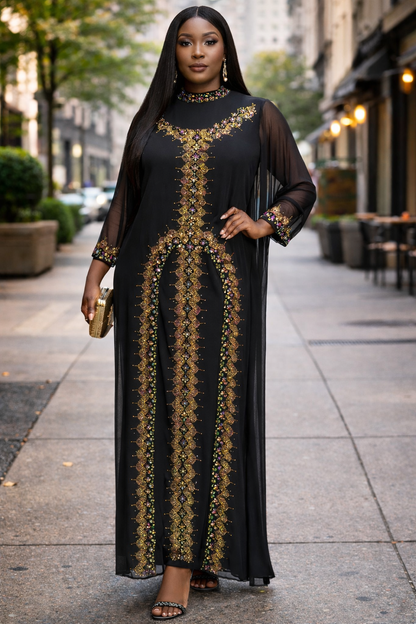 Two Pieces Set  Embellished Full Length Party Dress