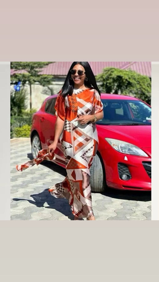 Satin Boubou Dress – Free Size, Flowy Elegance