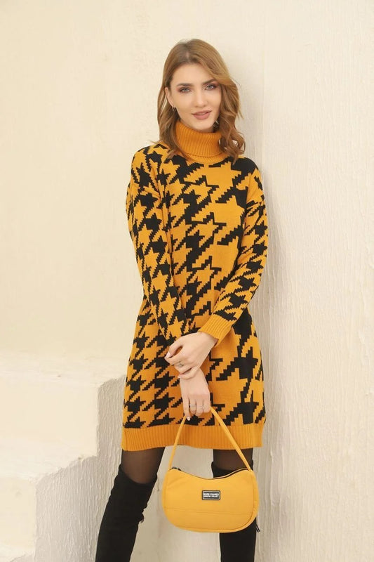 Ladies Turtleneck Knee-Length Sweater