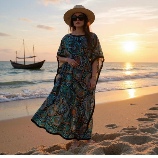 Satin Boubou Dress - Free Size, Flowy Elegance