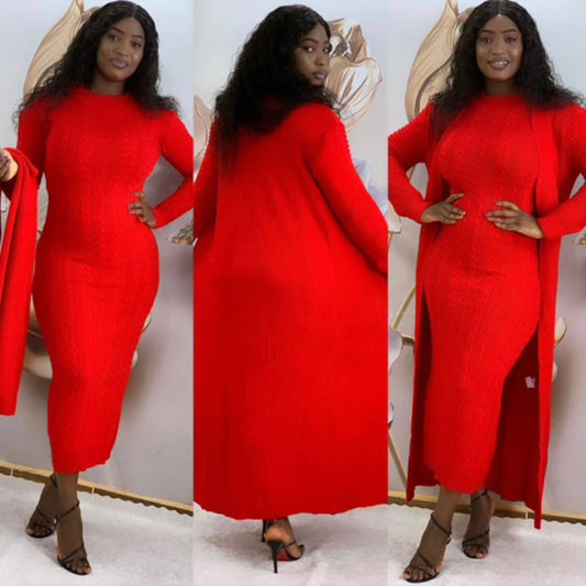Gown & Cozy Knit Jacket Set – Style Meets Warmth